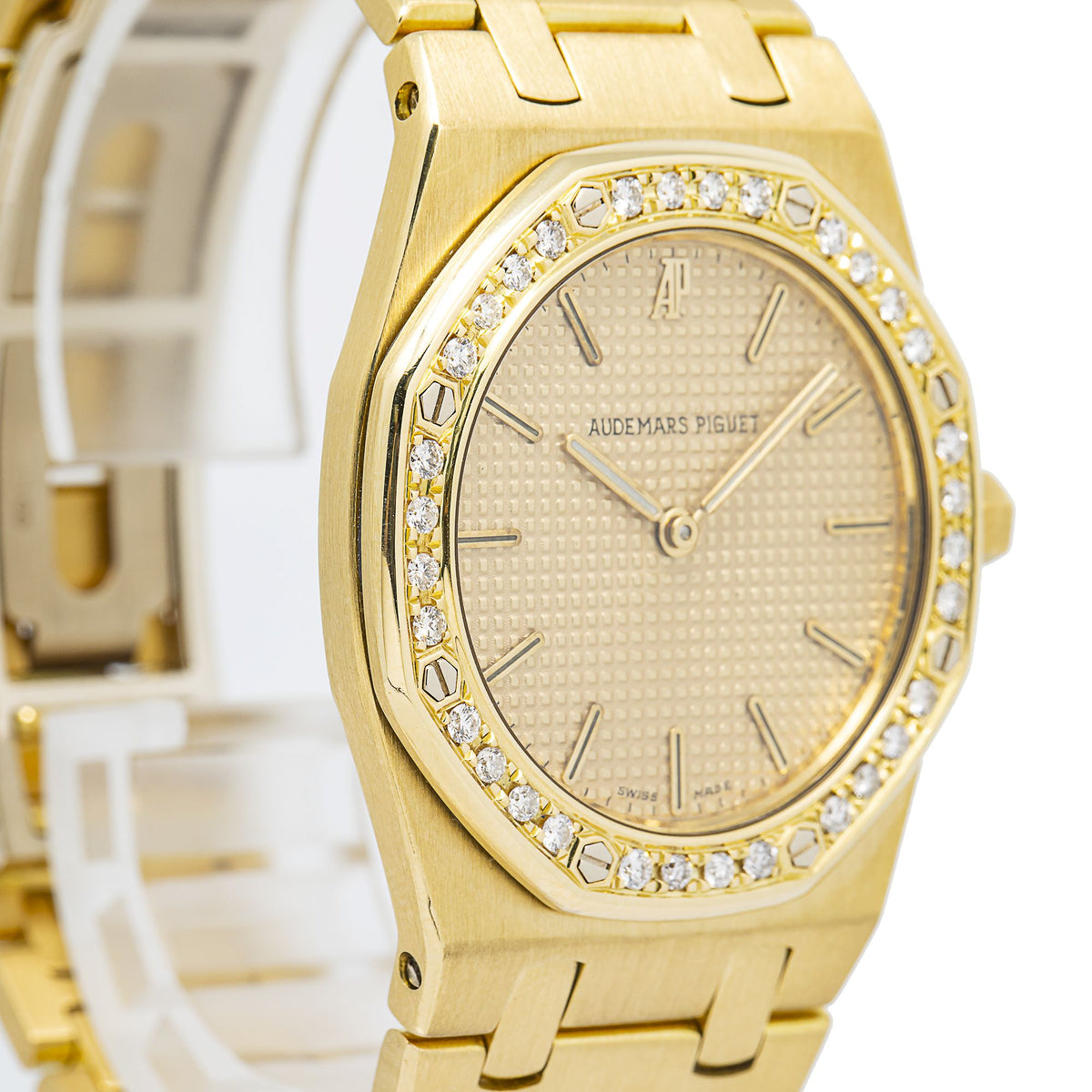 Audemars Piguet Royal Oak 56175BA 18K YG Diamond Bezel Gold Dial Quartz 33mm