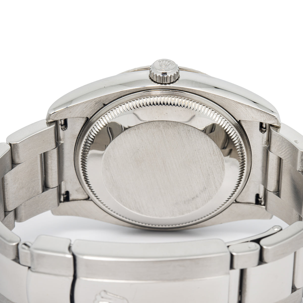Rolex Date 115234 SS Oyster 18K White Gold Bezel Black Diamond Dial Unisex 34mm