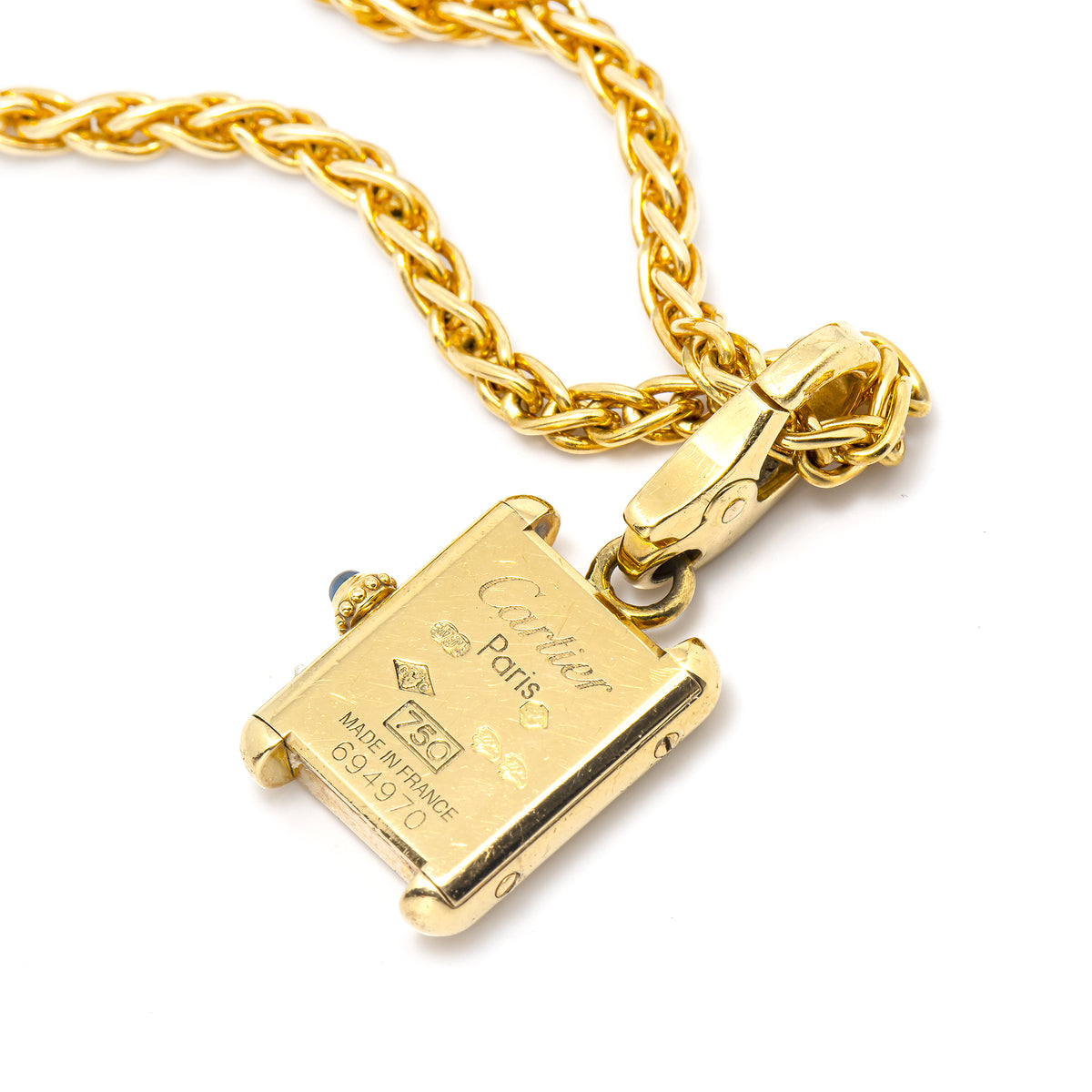 Cartier Charm Tank 18K Yellow Gold Ladies Pendant Chain 16 gram 16inches