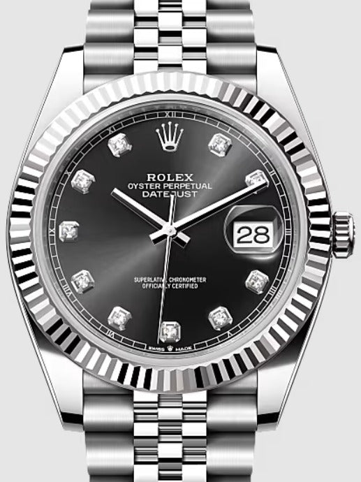 Rolex Datejust 126334 2022 Complete Jubliee Black Diamond Dial Watch 41mm