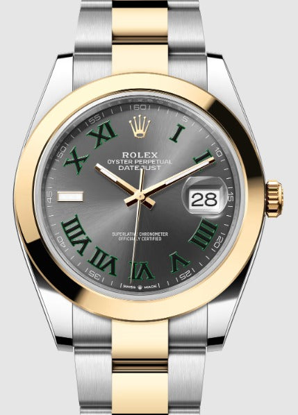 Rolex DateJust 126303 18K Yellow Two-Tone Oyster Wimbledon Dial Watch 41mm