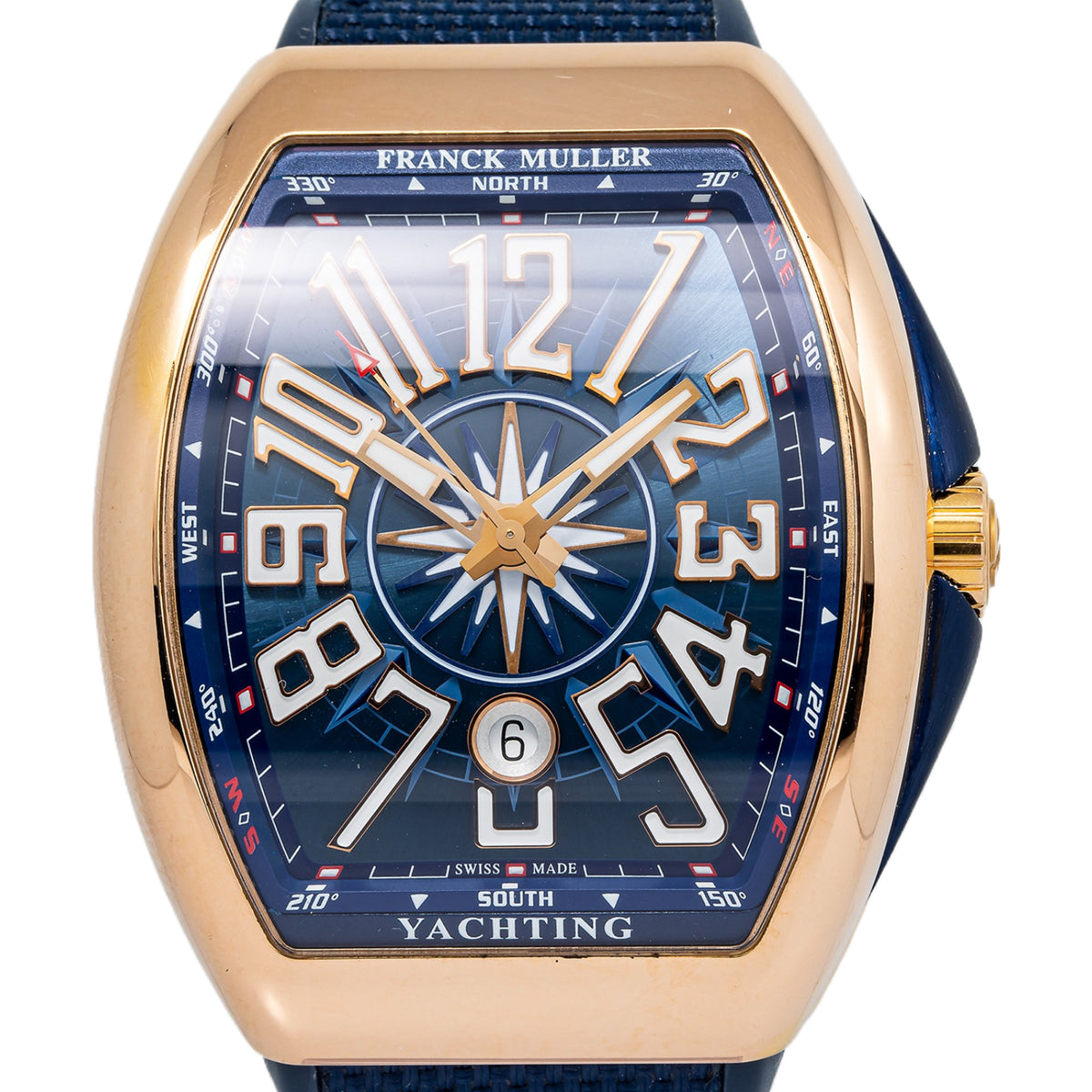 Franck Muller Vanguard Yachting V45SCDT 18K Rose Blue Dial Auto Men's Watch 45mm