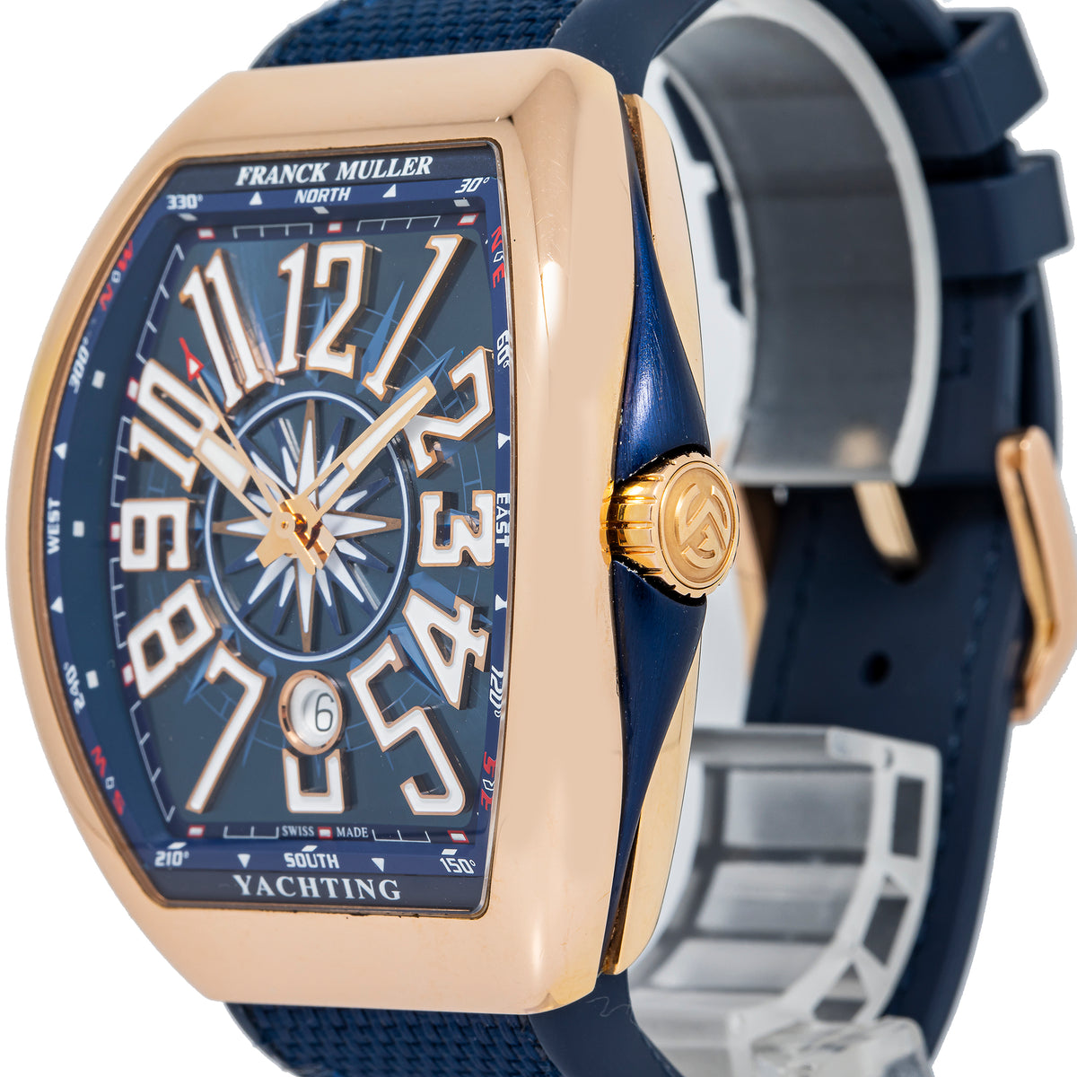 Franck Muller Vanguard Yachting V45SCDT 18K Rose Blue Dial Auto Men's Watch 45mm