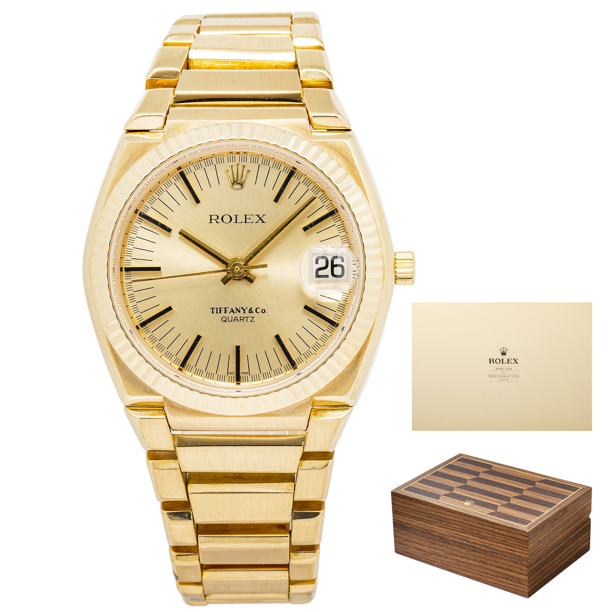 MONTRES ROLEX SA   部品　k18 Rolex Datejust 31 Black Dial Diamond Bezel Lug 18k Gold