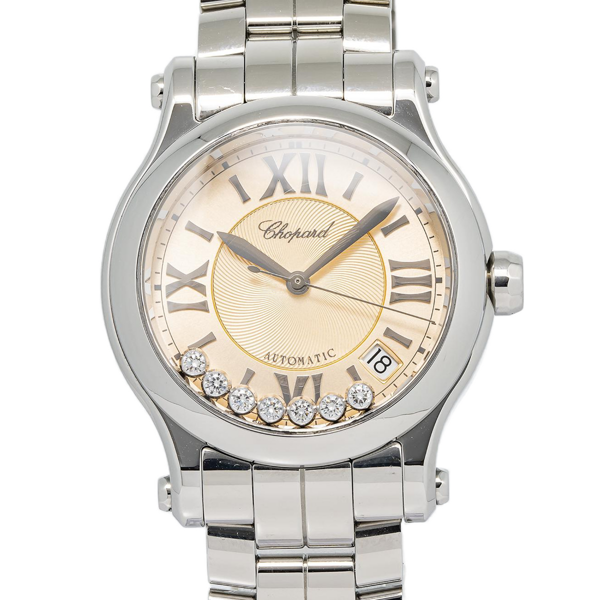 Chopard Happy Sport 8559 SS 7 Floating Diamond Salmon Dial Auto Ladies 36mm