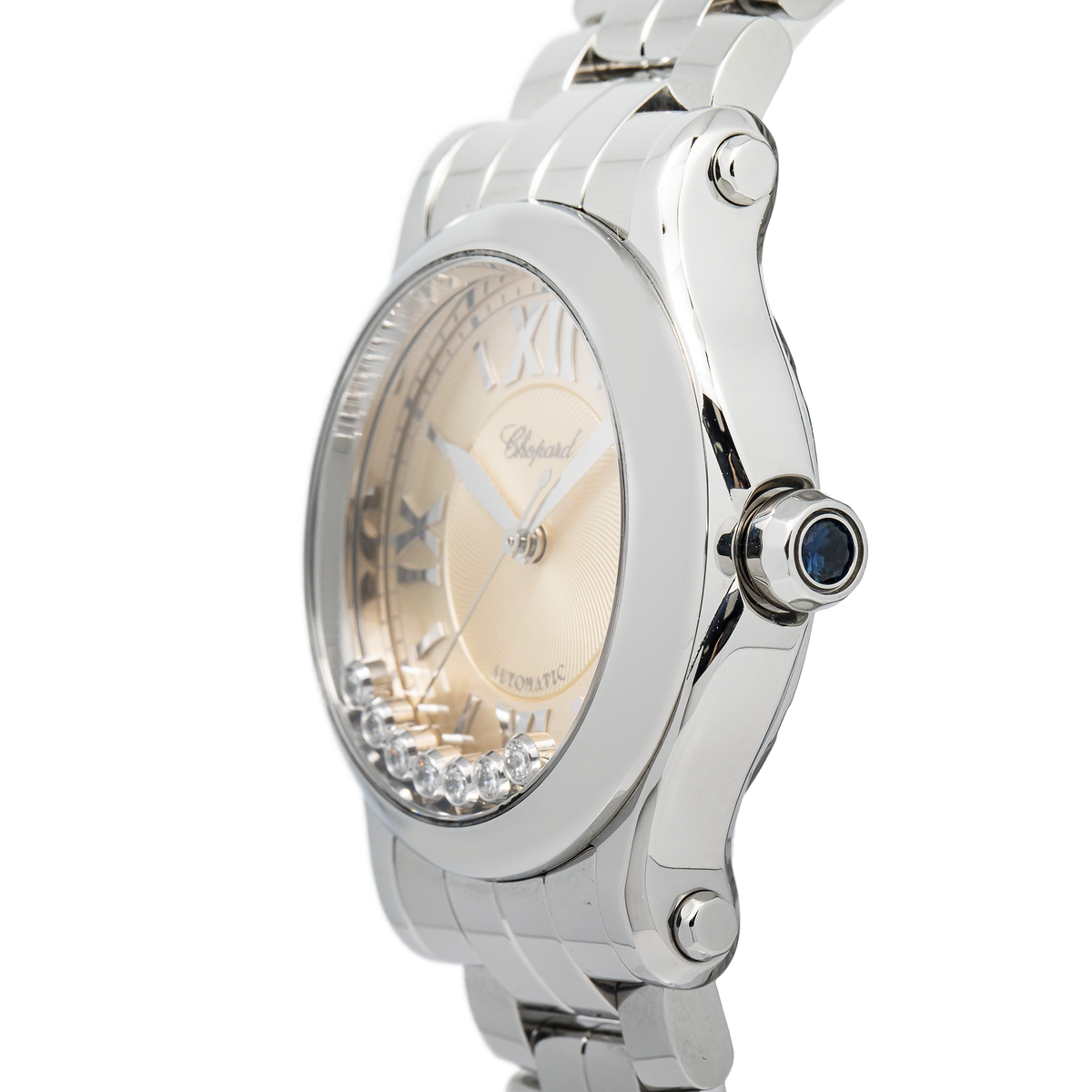 Chopard Happy Sport 8559 SS 7 Floating Diamond Salmon Dial Auto Ladies 36mm