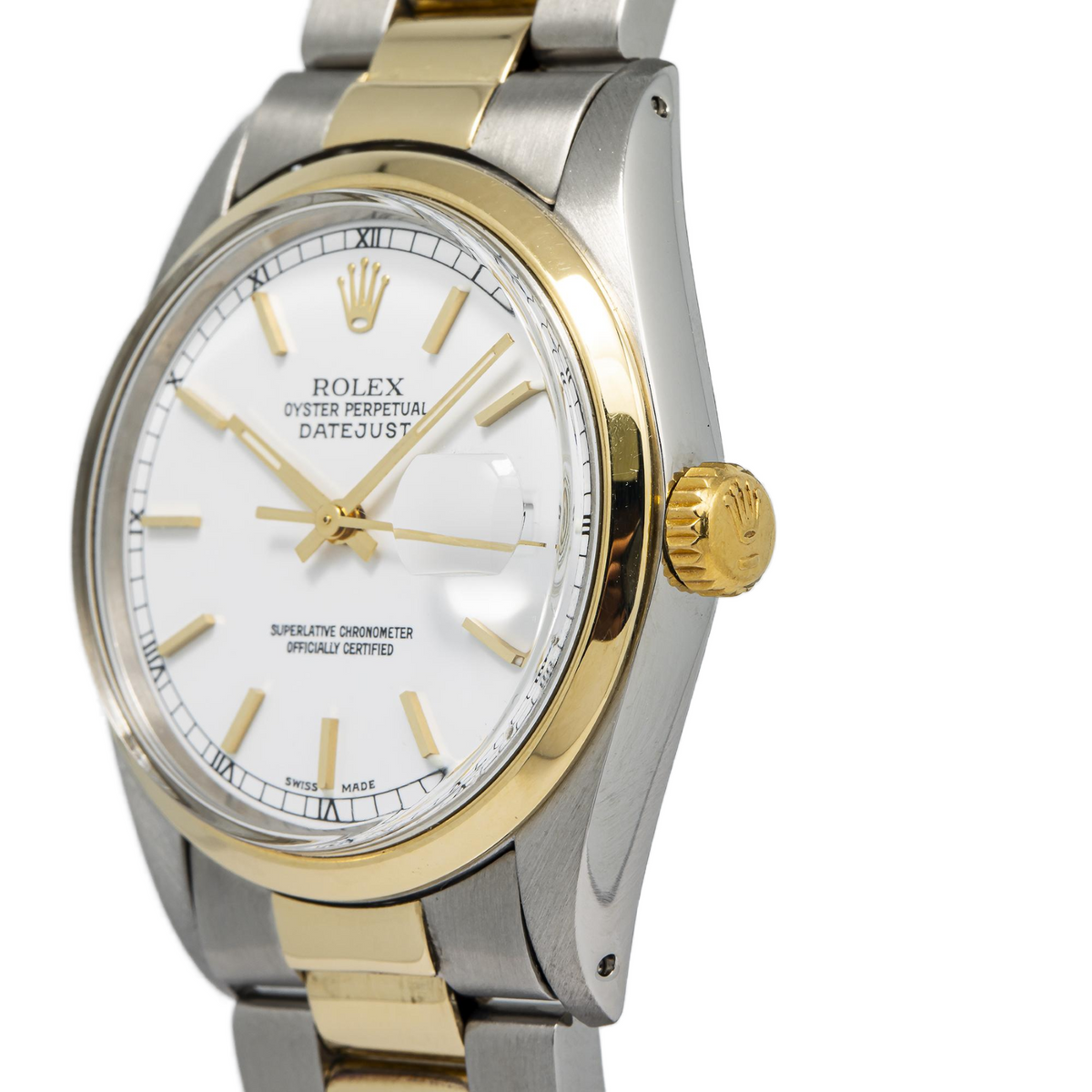 Rolex Datejust 16003 18K Yellow Gold Two Tone Oyster White Dial Auto Unisex 36mm