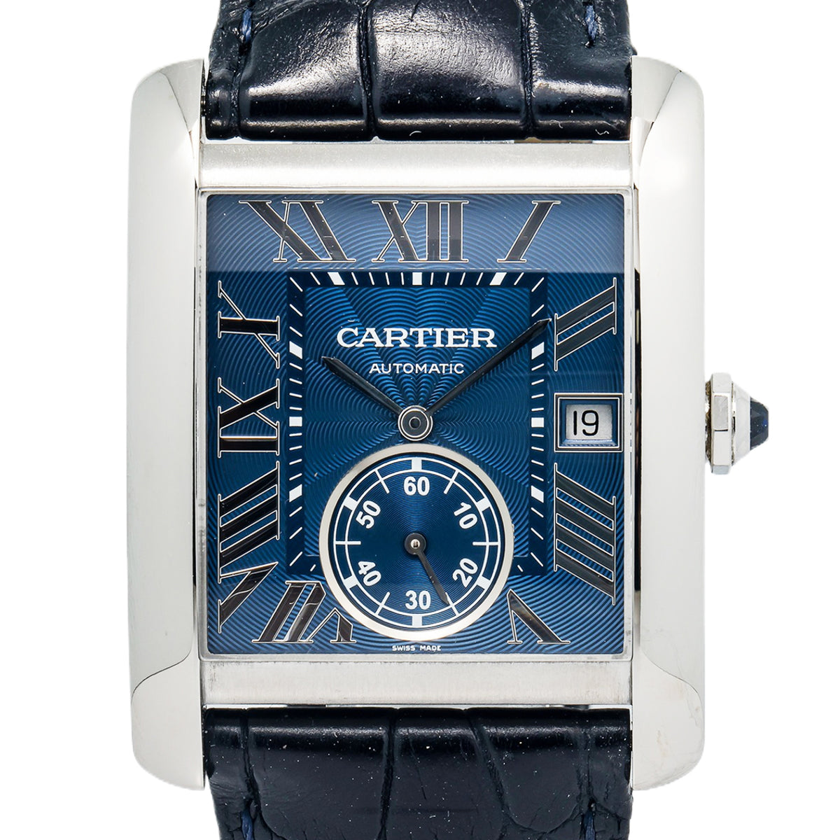 Cartier Tank MC 3589 WSTA0010 Stainless Steel Blue Dial Automatic Unisex 34mm
