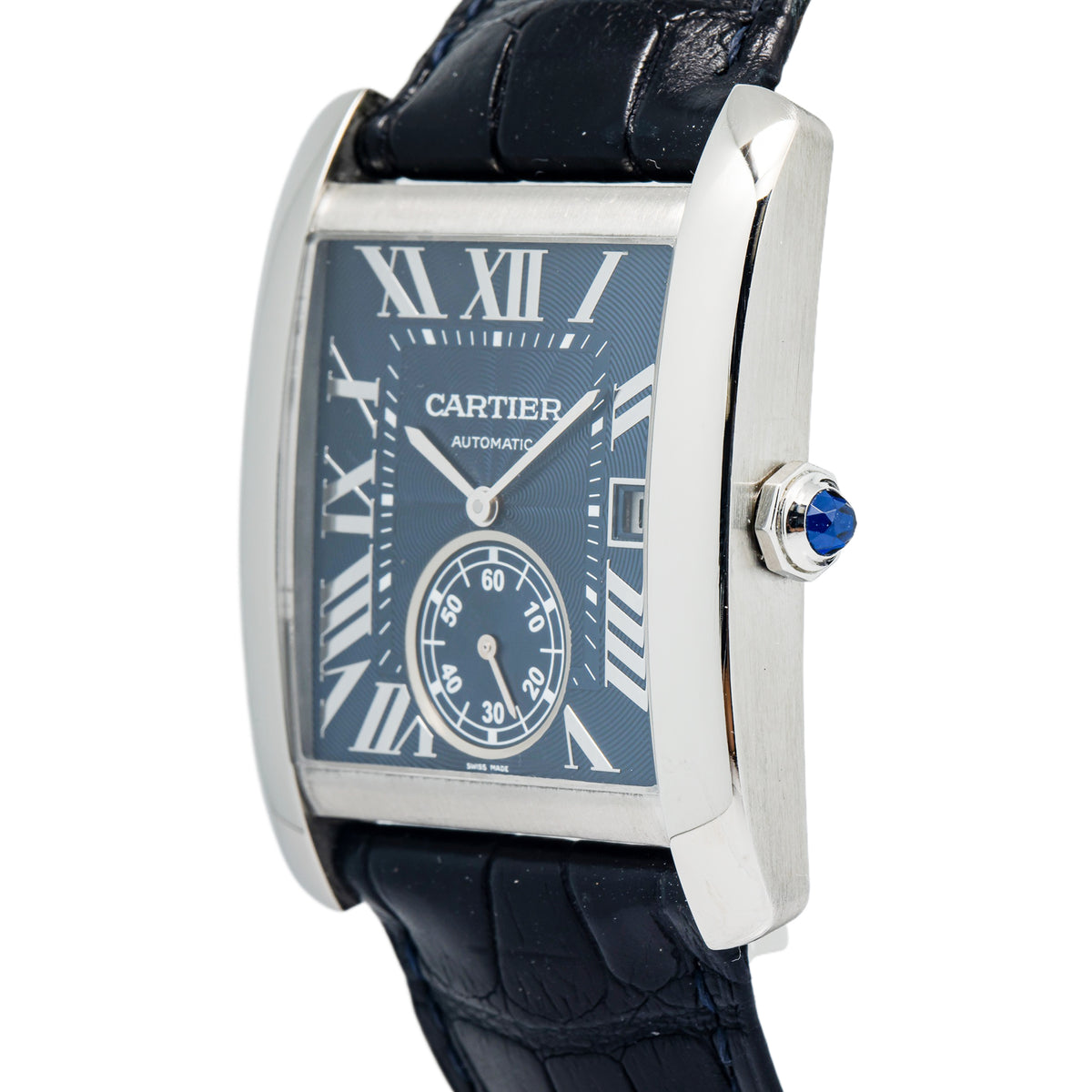 Cartier Tank MC 3589 WSTA0010 Stainless Steel Blue Dial Automatic Unisex 34mm