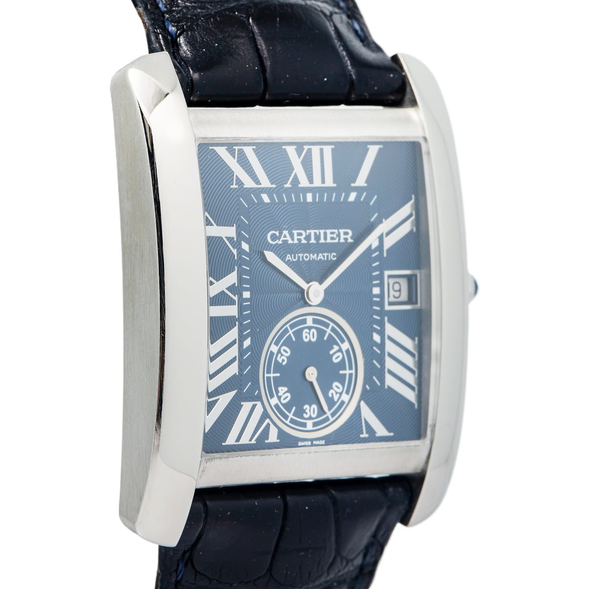 Cartier Tank MC 3589 WSTA0010 Stainless Steel Blue Dial Automatic Unisex 34mm