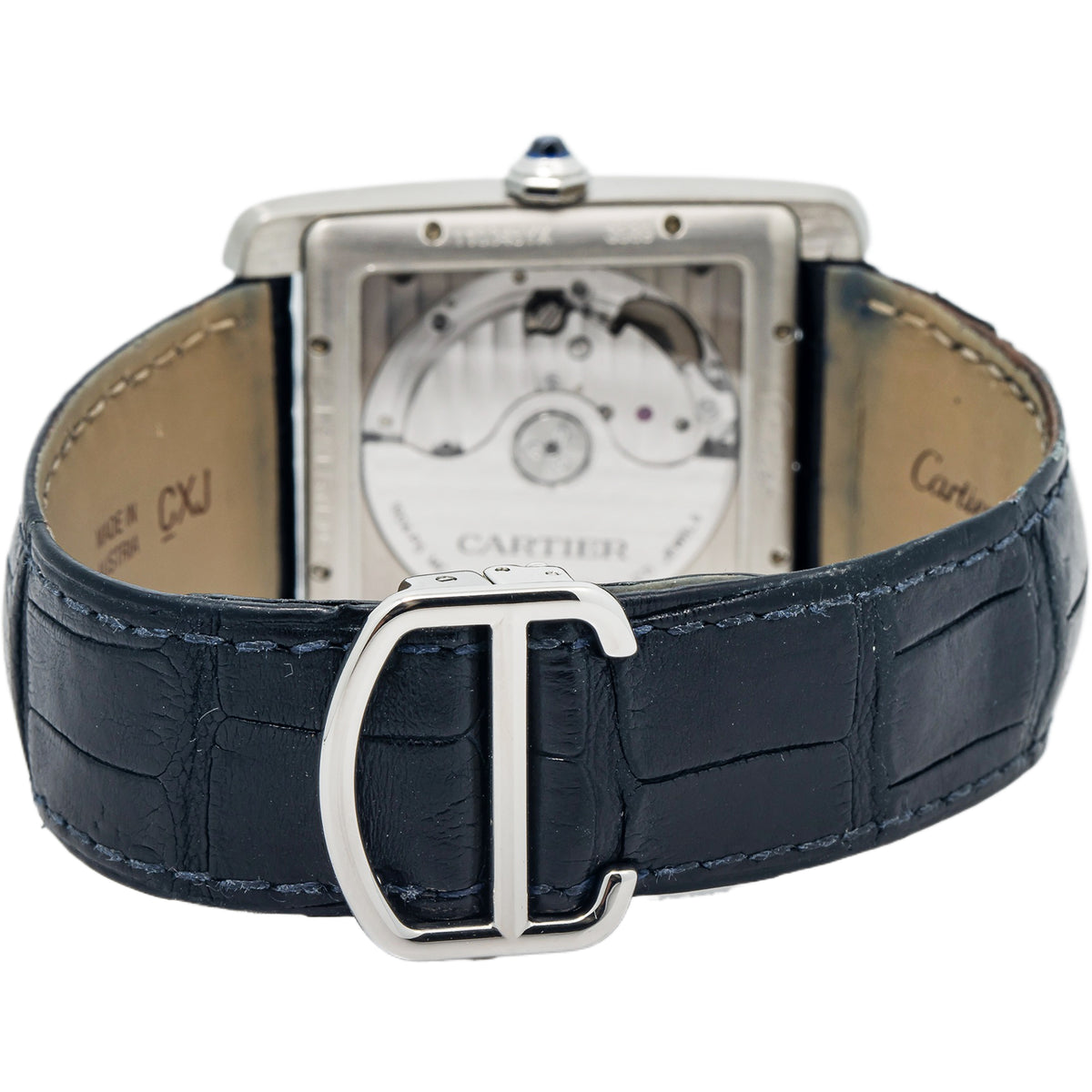 Cartier Tank MC 3589 WSTA0010 Stainless Steel Blue Dial Automatic Unisex 34mm