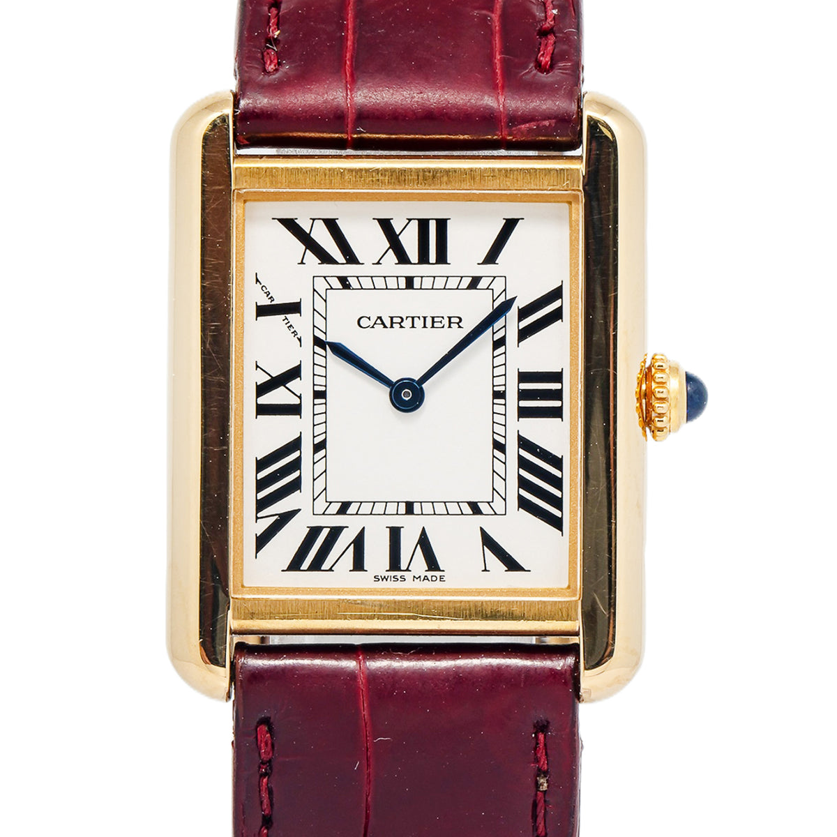 Cartier Tank Solo 3168 W5200002 18K Yellow Gold Silver Dial Quartz Ladies 24mm