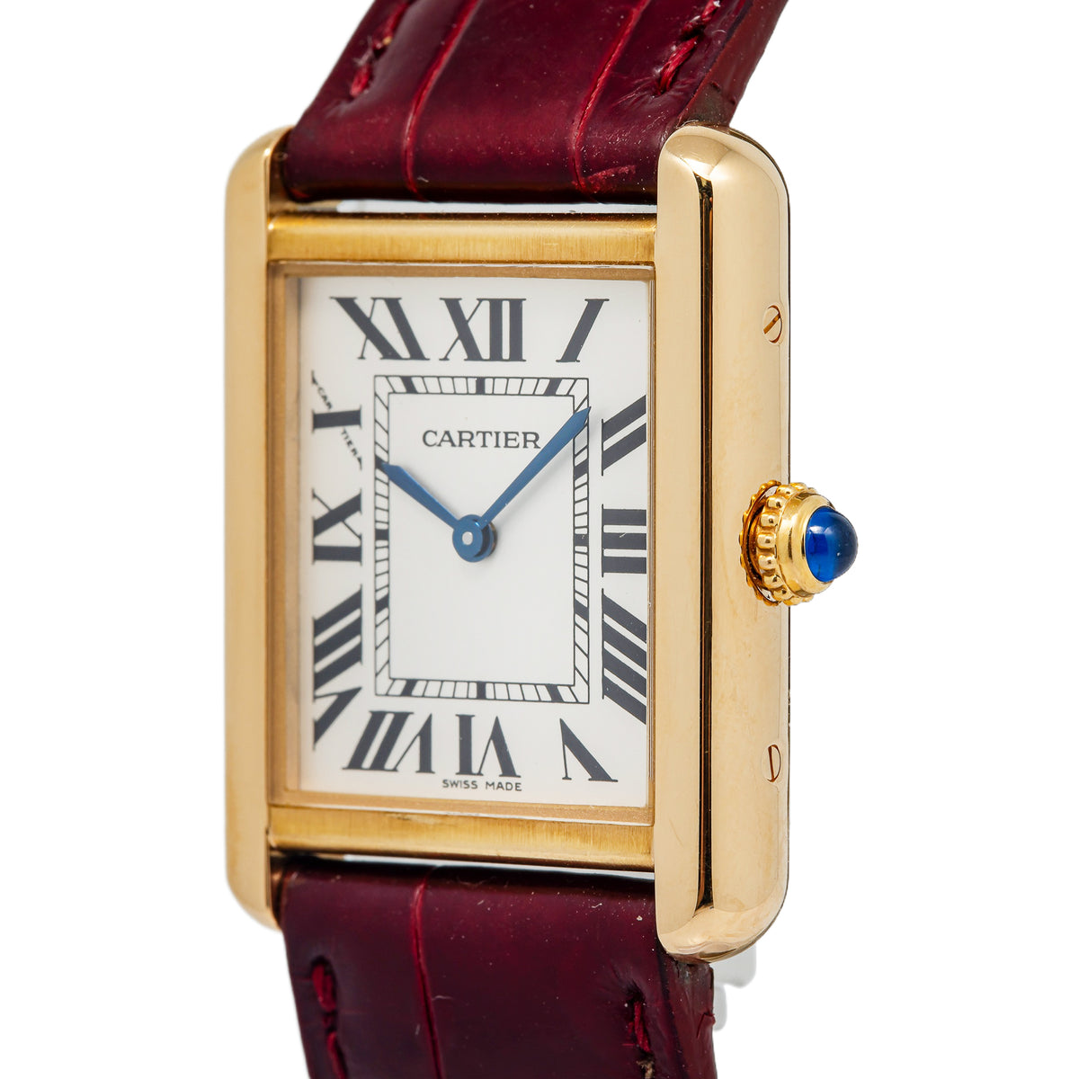 Cartier Tank Solo 3168 W5200002 18K Yellow Gold Silver Dial Quartz Ladies 24mm