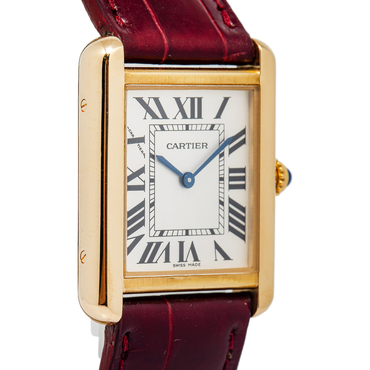 Cartier Tank Solo 3168 W5200002 18K Yellow Gold Silver Dial Quartz Ladies 24mm