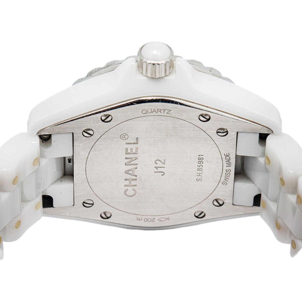 Chanel J12 H1628 White Ceramic Factory Diamond Dial Quartz Ladies Watch 33mm