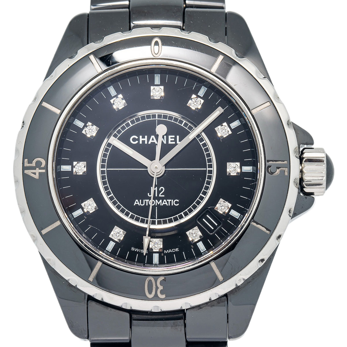 Chanel J12 H1626 Black Ceramic Black Diamond Dial Automatic Unisex Watch 38mm