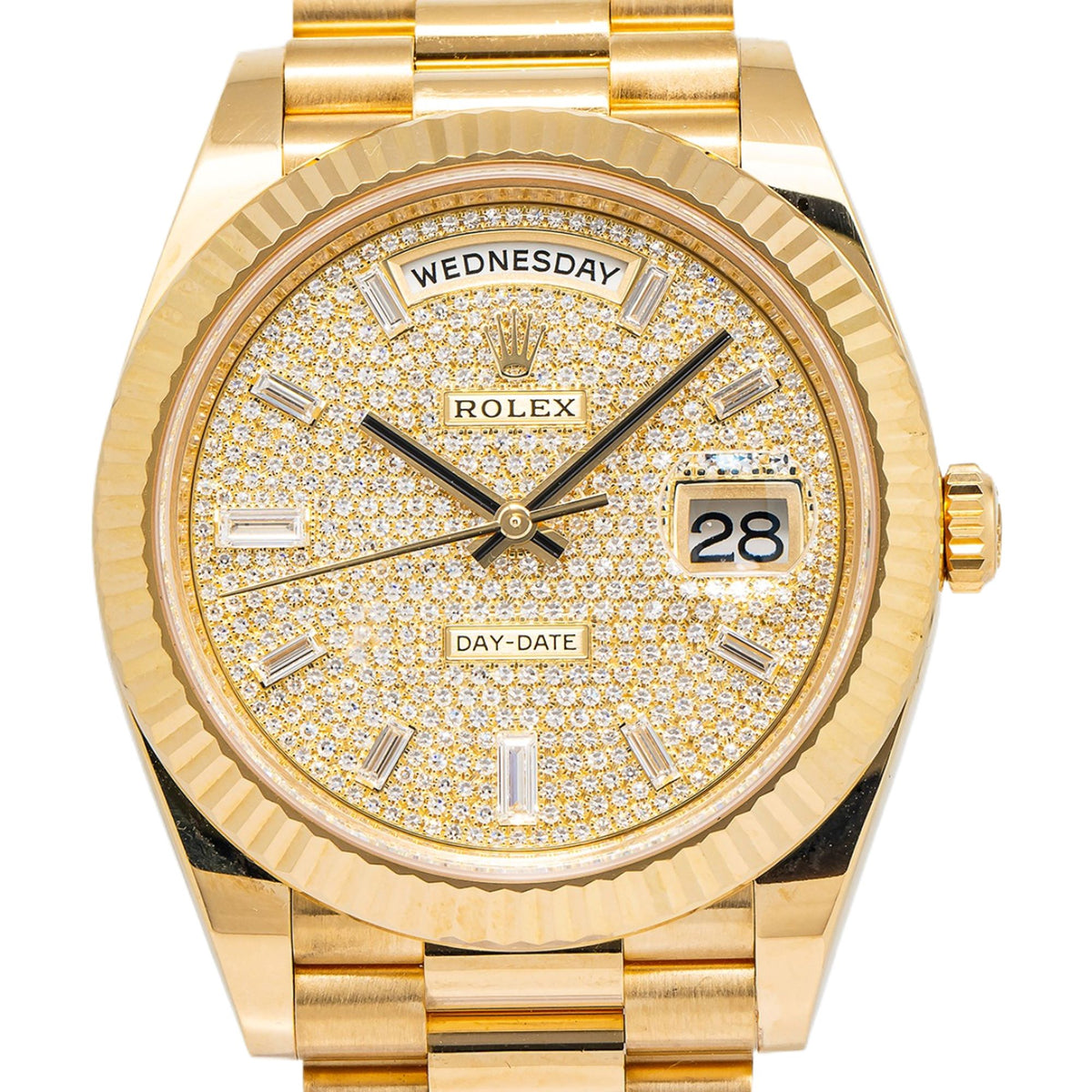 Rolex Day-Date 228238 2022 COMPLETE 18K YG President Diamond Pave Dial Men 40mm