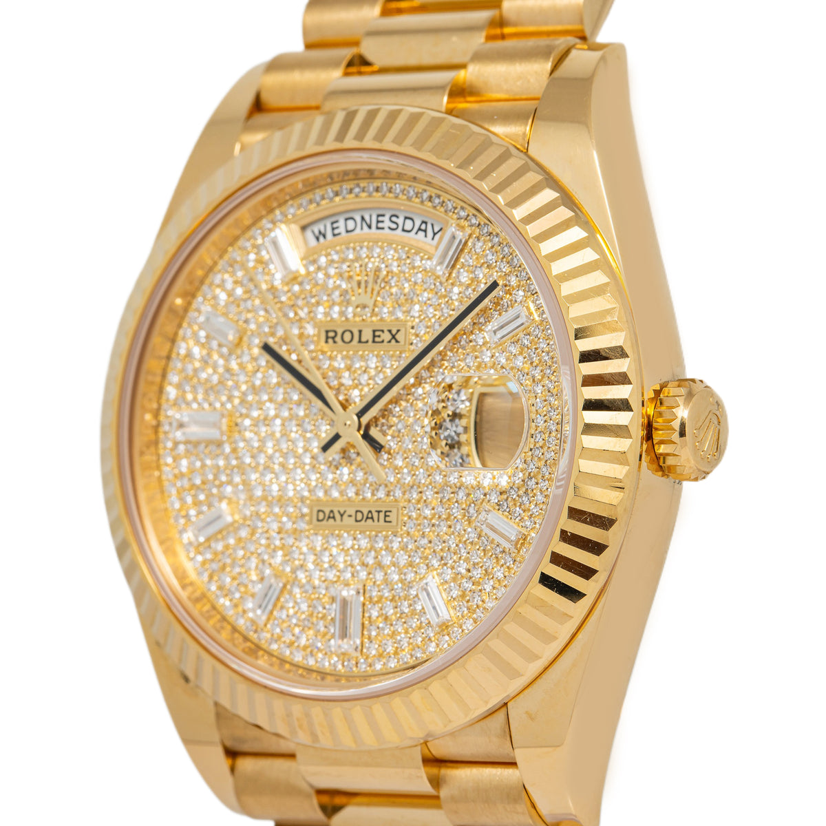 Rolex Day-Date 228238 2022 COMPLETE 18K YG President Diamond Pave Dial Men 40mm