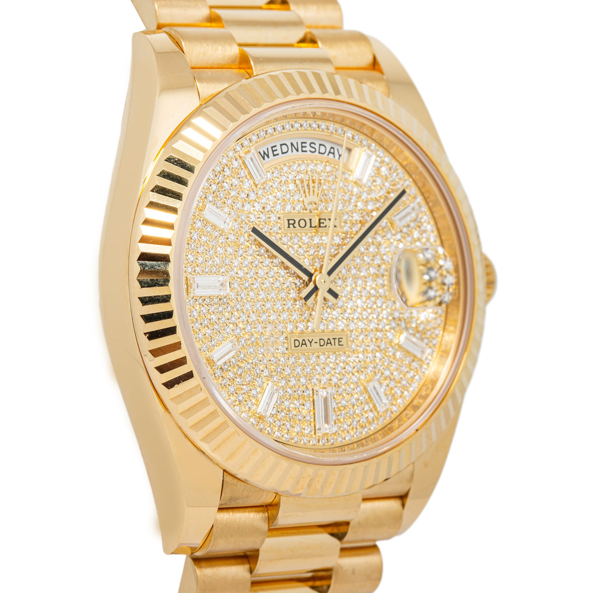 Rolex Day-Date 228238 2022 COMPLETE 18K YG President Diamond Pave Dial Men 40mm