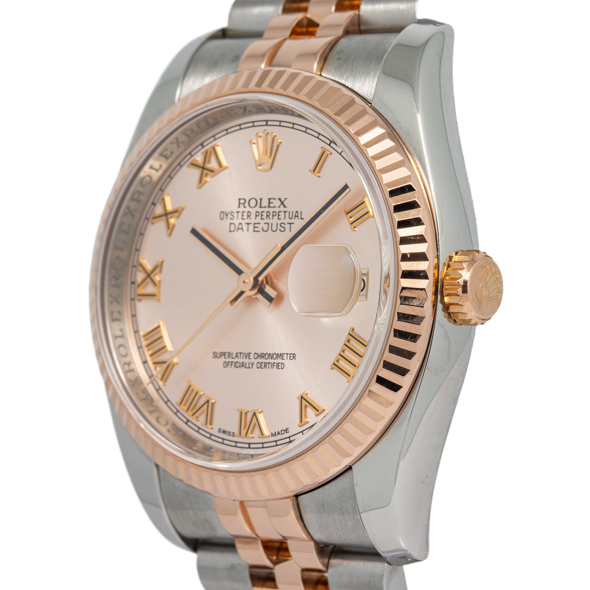 Rolex DateJust 116231 18K Rose Gold Two Tone Jubilee Pink Dial Auto Unisex 36mm