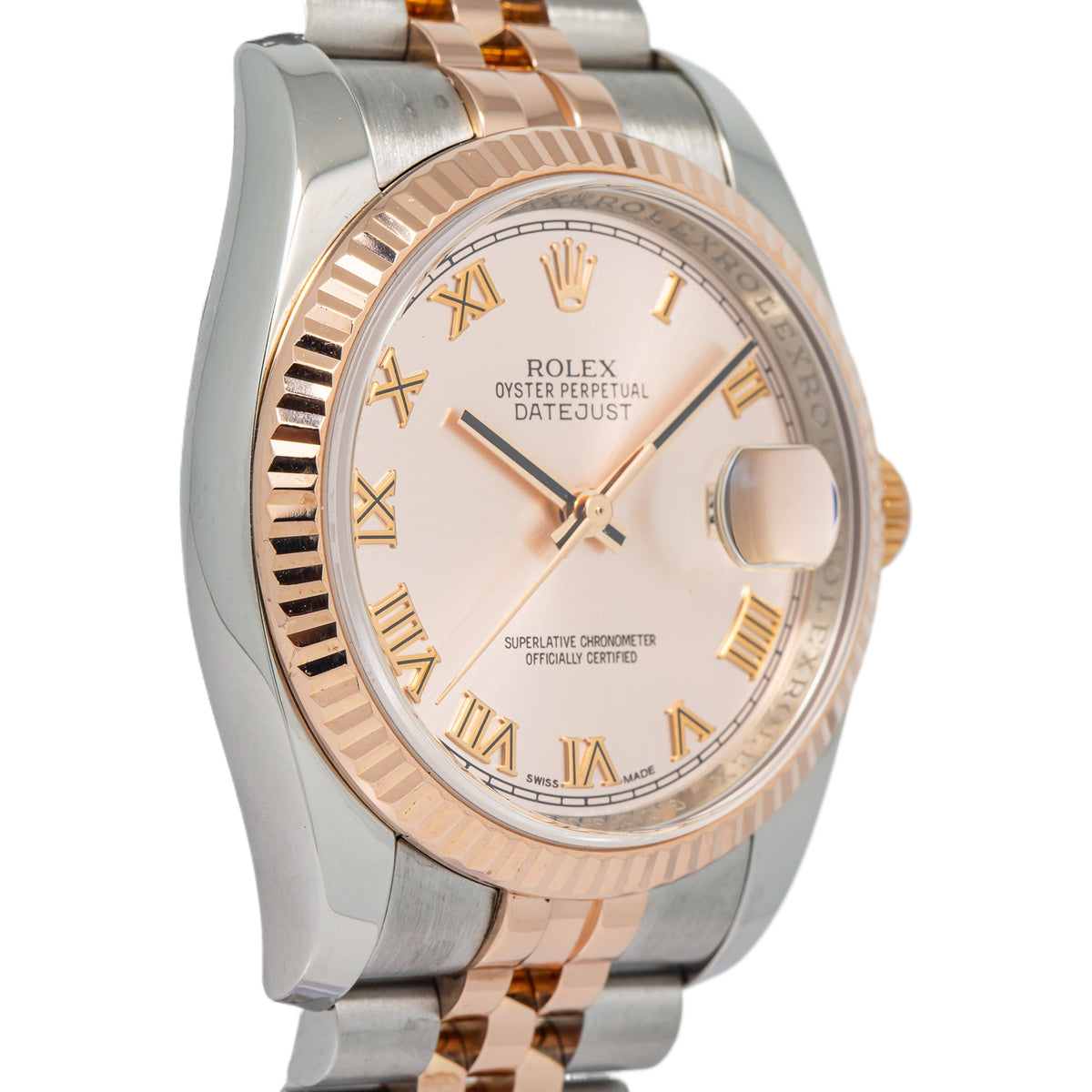 Rolex DateJust 116231 18K Rose Gold Two Tone Jubilee Pink Dial Auto Unisex 36mm