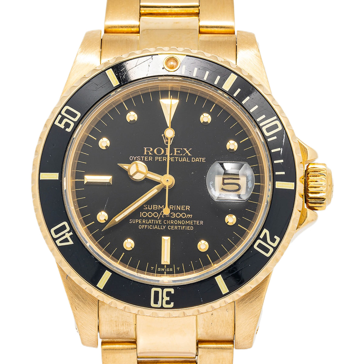 Rolex Submariner 16808 RARE 18K Yellow Gold Matte Black Nipple Dial Auto 40mm