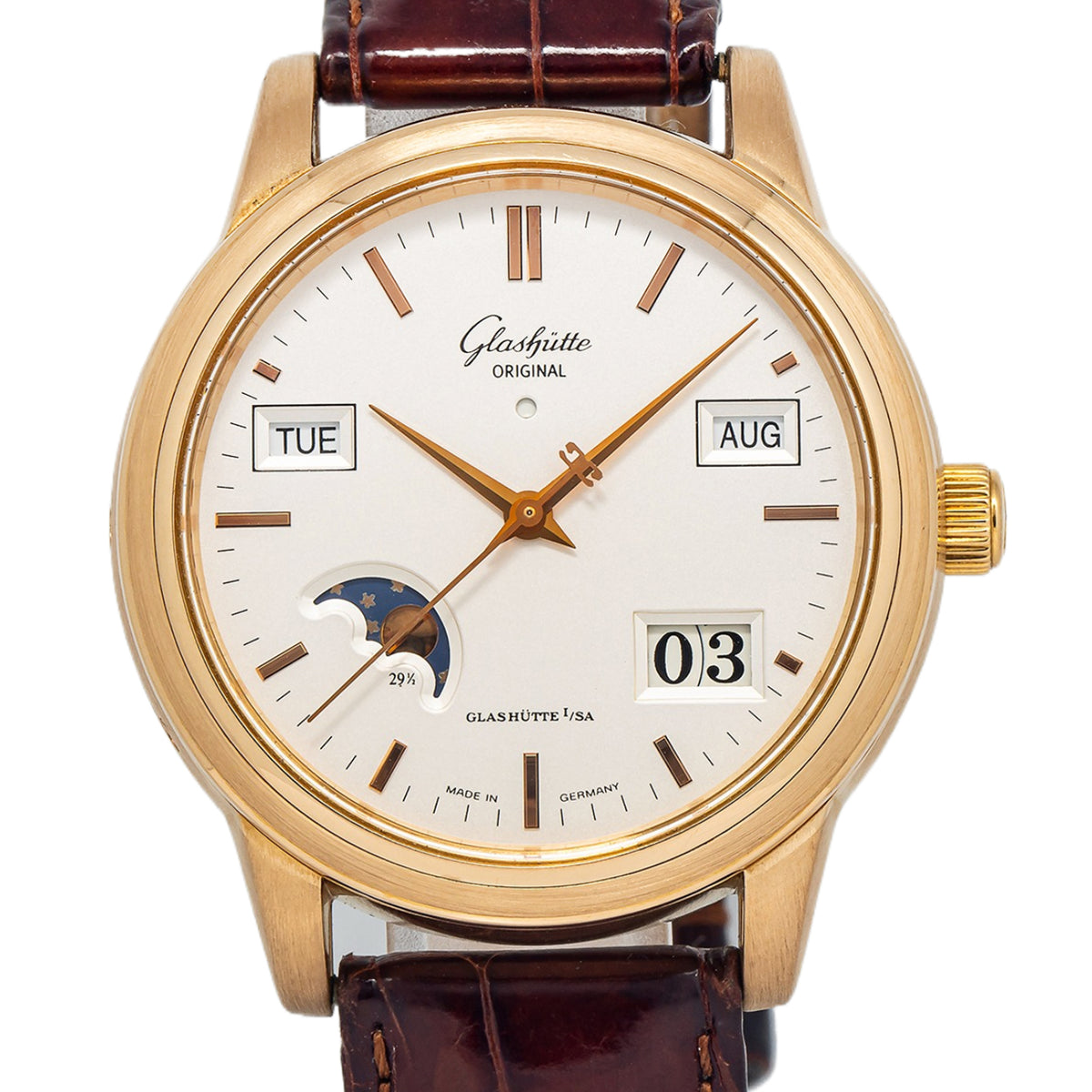 Glashutte Senator Perpetual Calendar Moonphase 39-50-01-11 18K Rose Gold 39mm