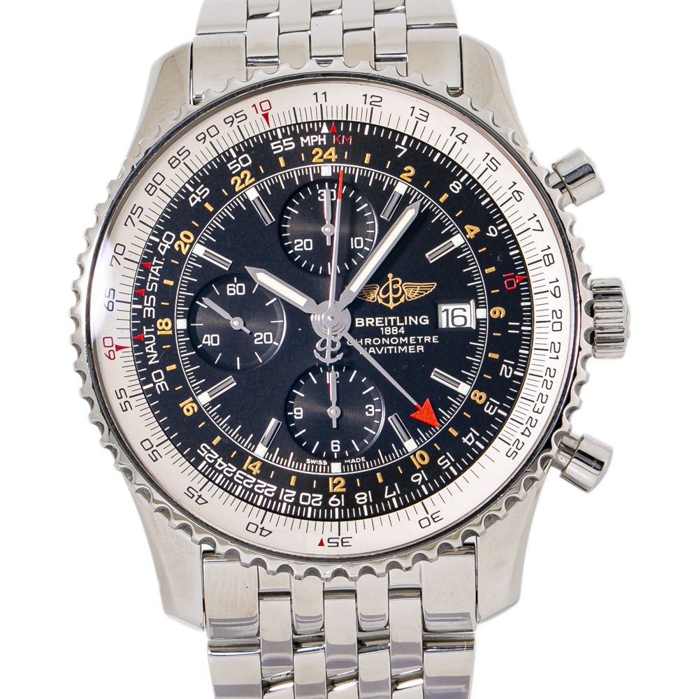 Breitling Navitimer World GMT A24322 Chronograph Black Dial Auto Mens Watch 46mm