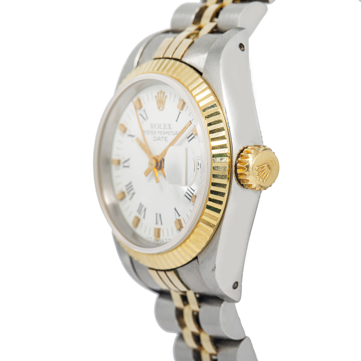 Rolex Date 69160 Converted MINT 18KYG Two Tone Jubilee White Dial Auto Lady 26mm