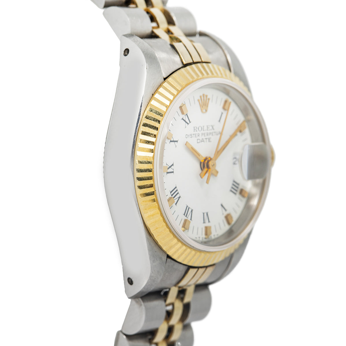 Rolex Date 69160 Converted MINT 18KYG Two Tone Jubilee White Dial Auto Lady 26mm