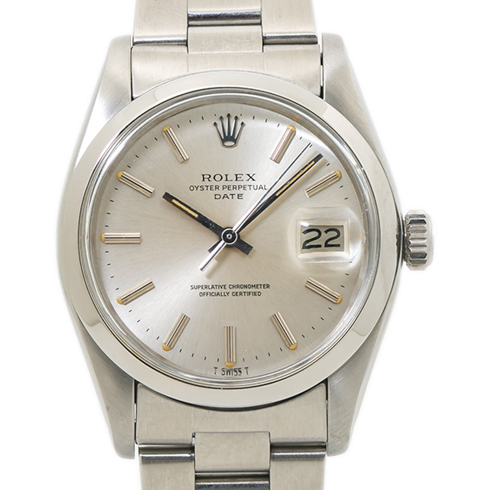 Rolex Oyster Perpetual Date 1500 Stainless Silver Dial Auto Unisex Watch 34mm