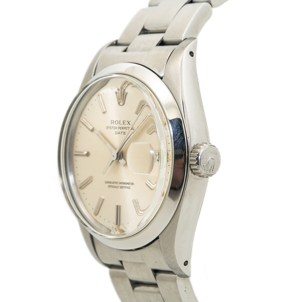 Rolex Oyster Perpetual Date 1500 Stainless Silver Dial Auto Unisex Watch 34mm