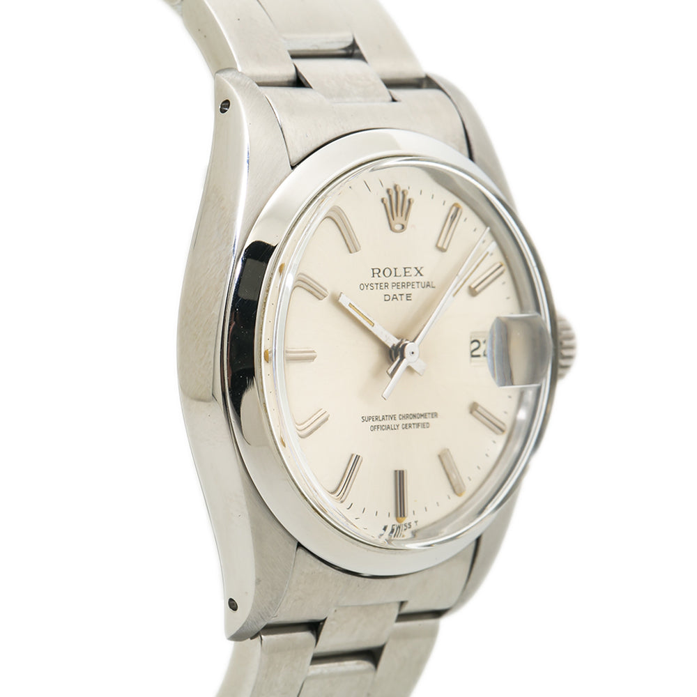 Rolex Oyster Perpetual Date 1500 Stainless Silver Dial Auto Unisex Watch 34mm