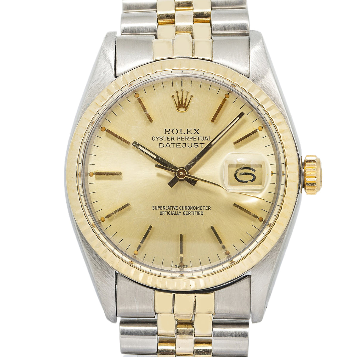 Rolex Datejust 16013 18K YG Two Tone Jubilee Champagne Dial Auto Unisex 36mm