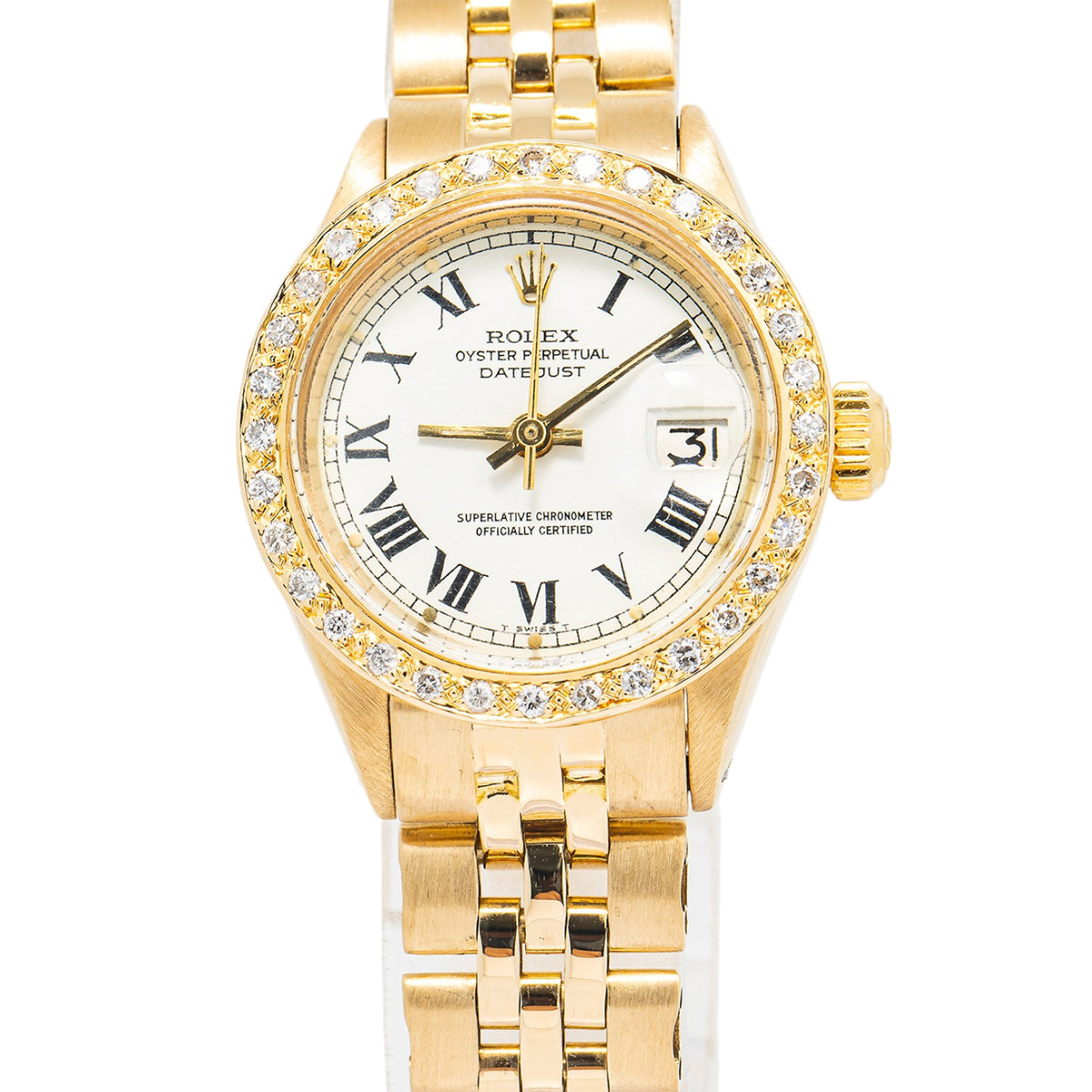 Rolex DateJust 6903 Jubilee 18K Yellow Gold Diamond Bezel Buckley Dial Auto 26mm