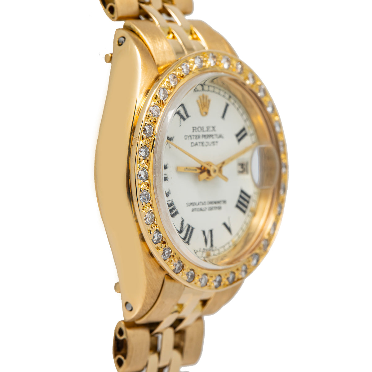 Rolex DateJust 6903 Jubilee 18K Yellow Gold Diamond Bezel Buckley Dial Auto 26mm