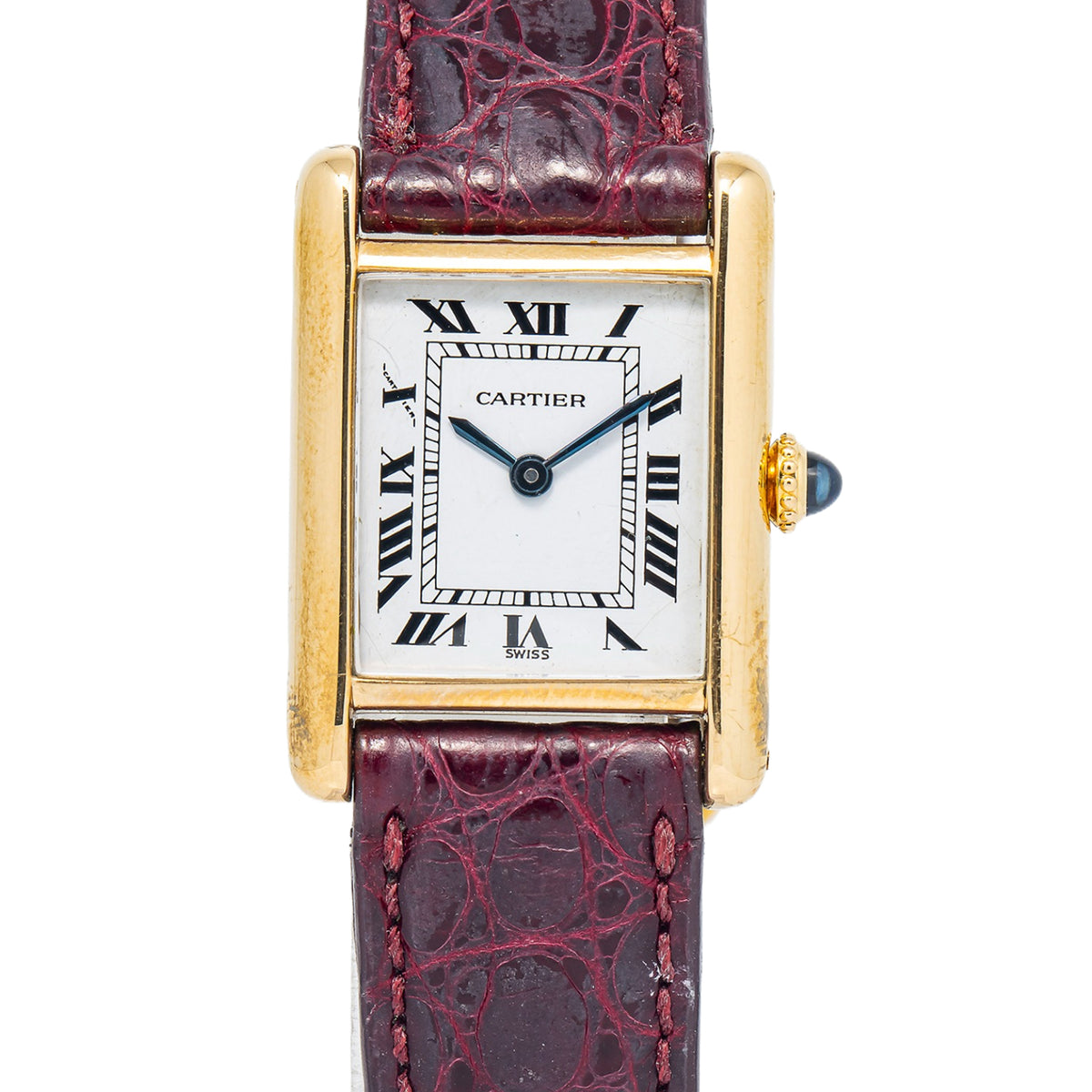 Cartier Tank Louis 78087 18k Yellow Gold Manual Winding Ladies Watch 21mm