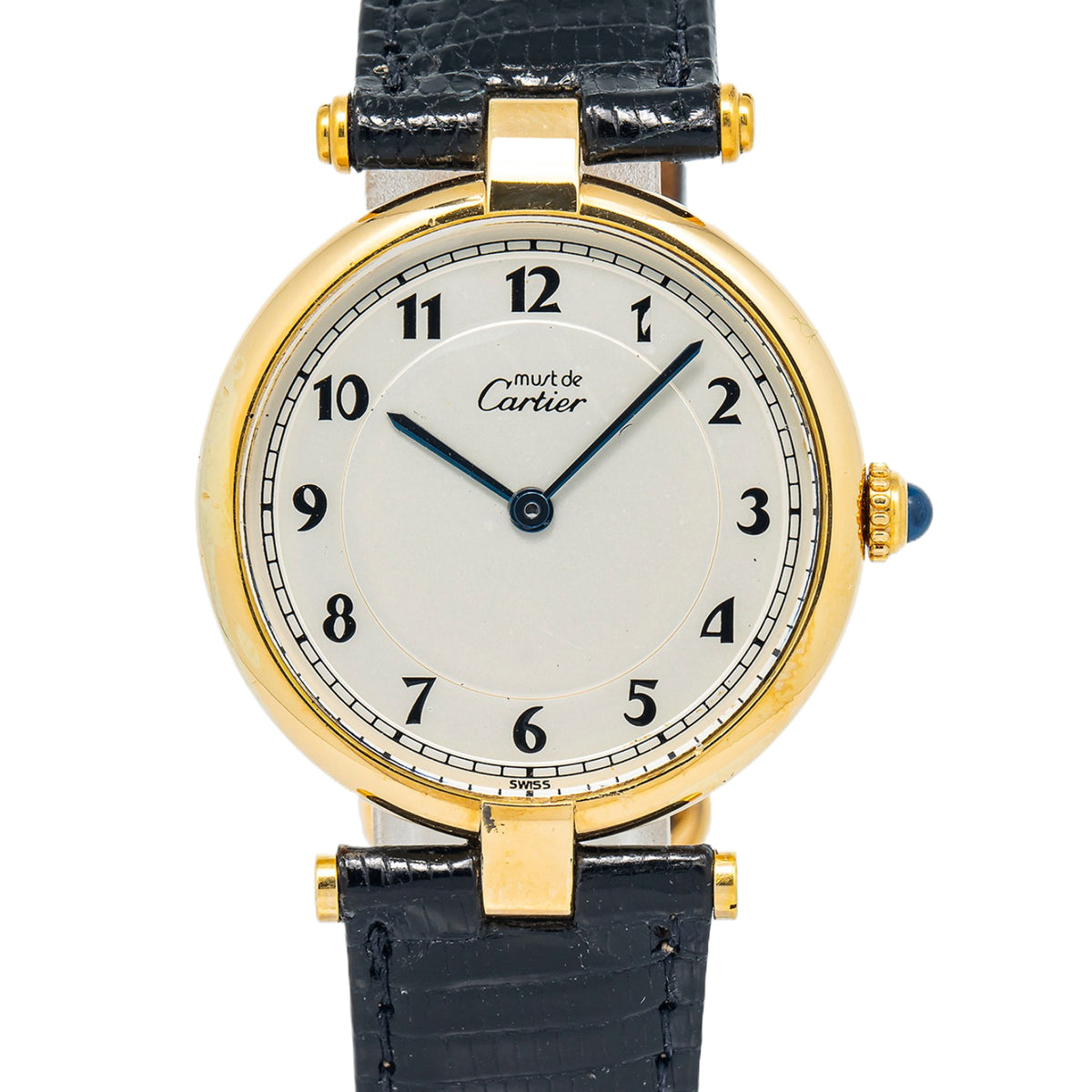 Cartier Vermeil Must Vendome 590003 Silver Dial Quartz Ladies Watch 30mm