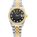 Rolex DateJust 68273 18KYG Two Tone Jubilee Black Diamond Dial Auto Midsize 31mm