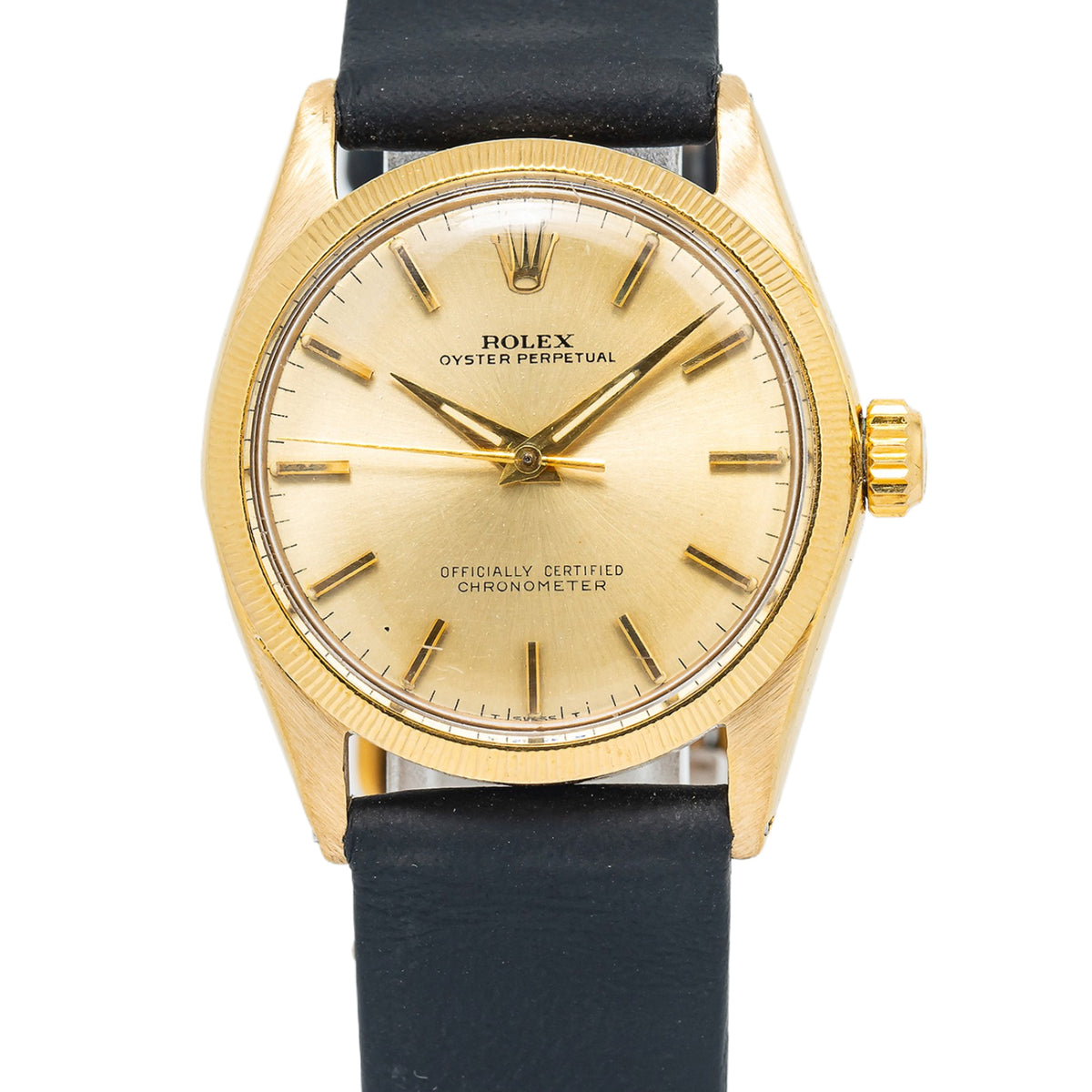 Rolex Oyster Perpetual 6547 Yellow Gold Champagne Dial Automatic Midsize 31mm