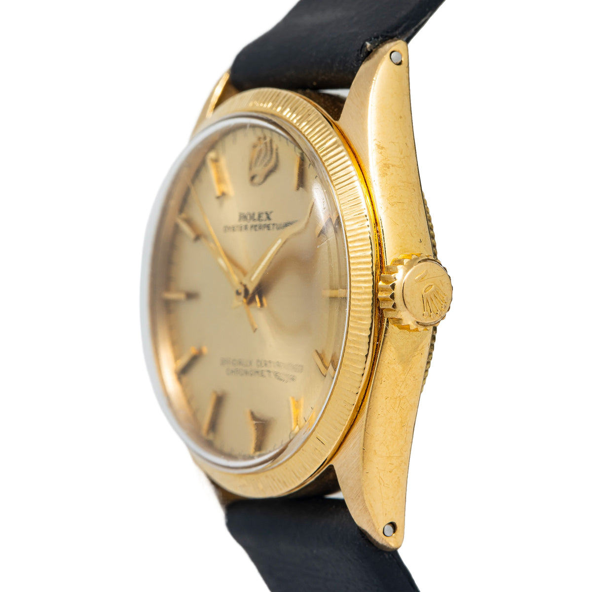 Rolex Oyster Perpetual 6547 Yellow Gold Champagne Dial Automatic Midsize 31mm