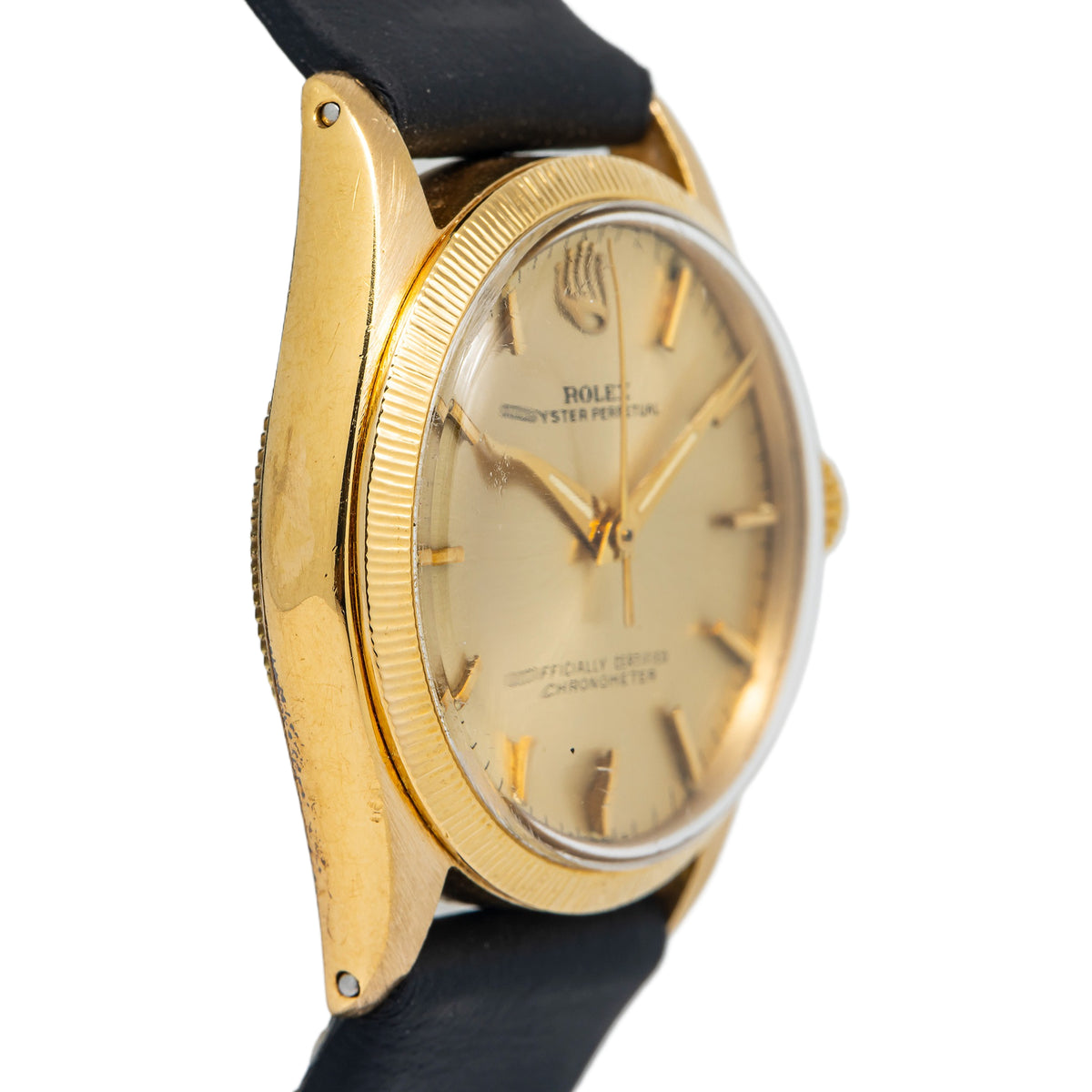 Rolex Oyster Perpetual 6547 Yellow Gold Champagne Dial Automatic Midsize 31mm