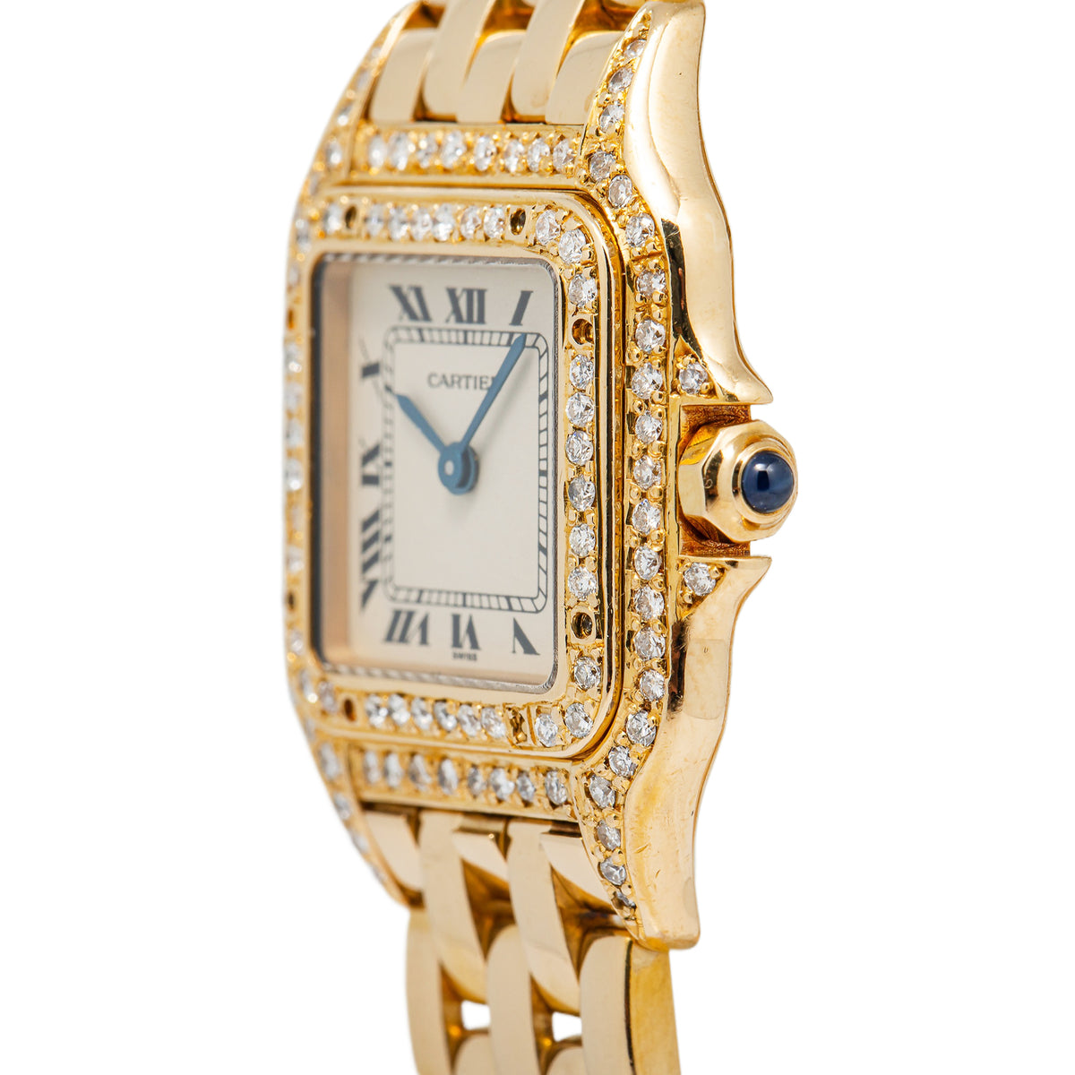 Cartier Panthere 866911  18KYG Double Row Diamond Bezel Quartz Ladies Watch 22mm