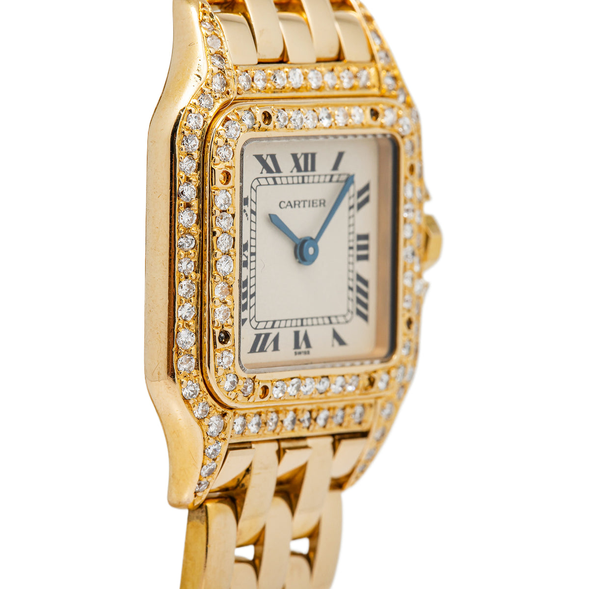 Cartier Panthere 866911  18KYG Double Row Diamond Bezel Quartz Ladies Watch 22mm