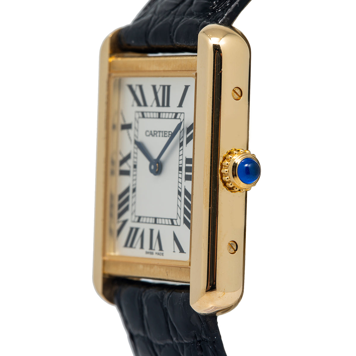 Cartier Tank Solo 3168 W5200002 18k Yellow Gold Silver Dial Quartz  Ladies 24mm