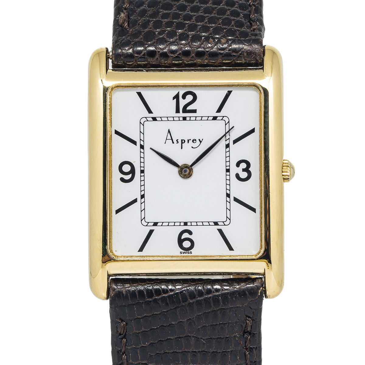 Asprey Gold Tank Vintage 18K Yellow Gold White Dial Quartz Unisex Watch 25mm