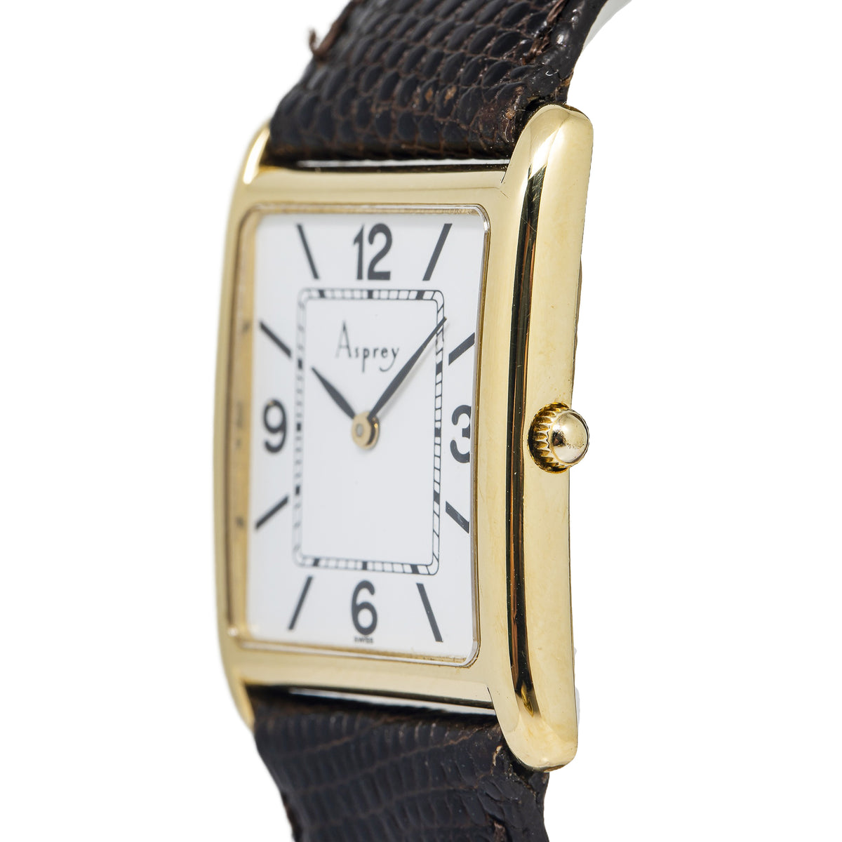 Asprey Gold Tank Vintage 18K Yellow Gold White Dial Quartz Unisex Watch 25mm