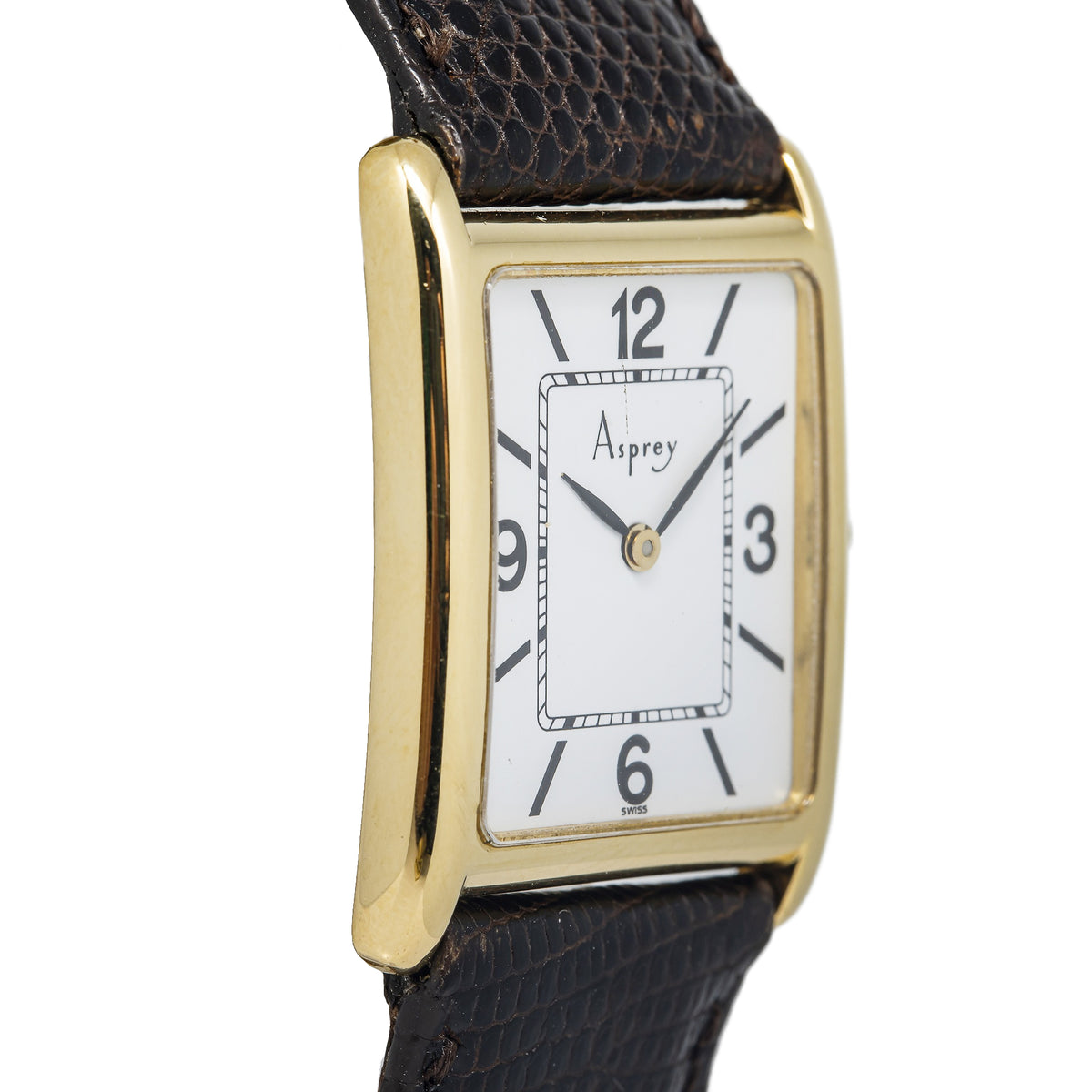 Asprey Gold Tank Vintage 18K Yellow Gold White Dial Quartz Unisex Watch 25mm