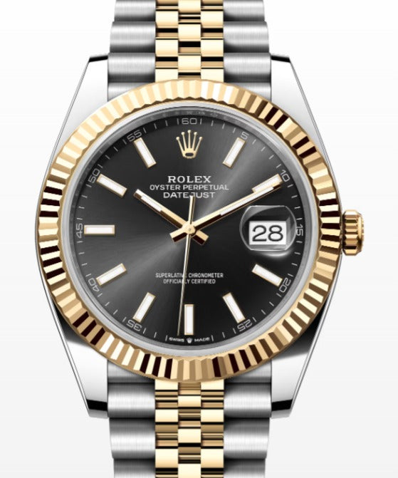 Rolex Datejust 126333 NEW 2021 Box/Paper 18K YG Two Tone Jubilee Black Dial 41mm