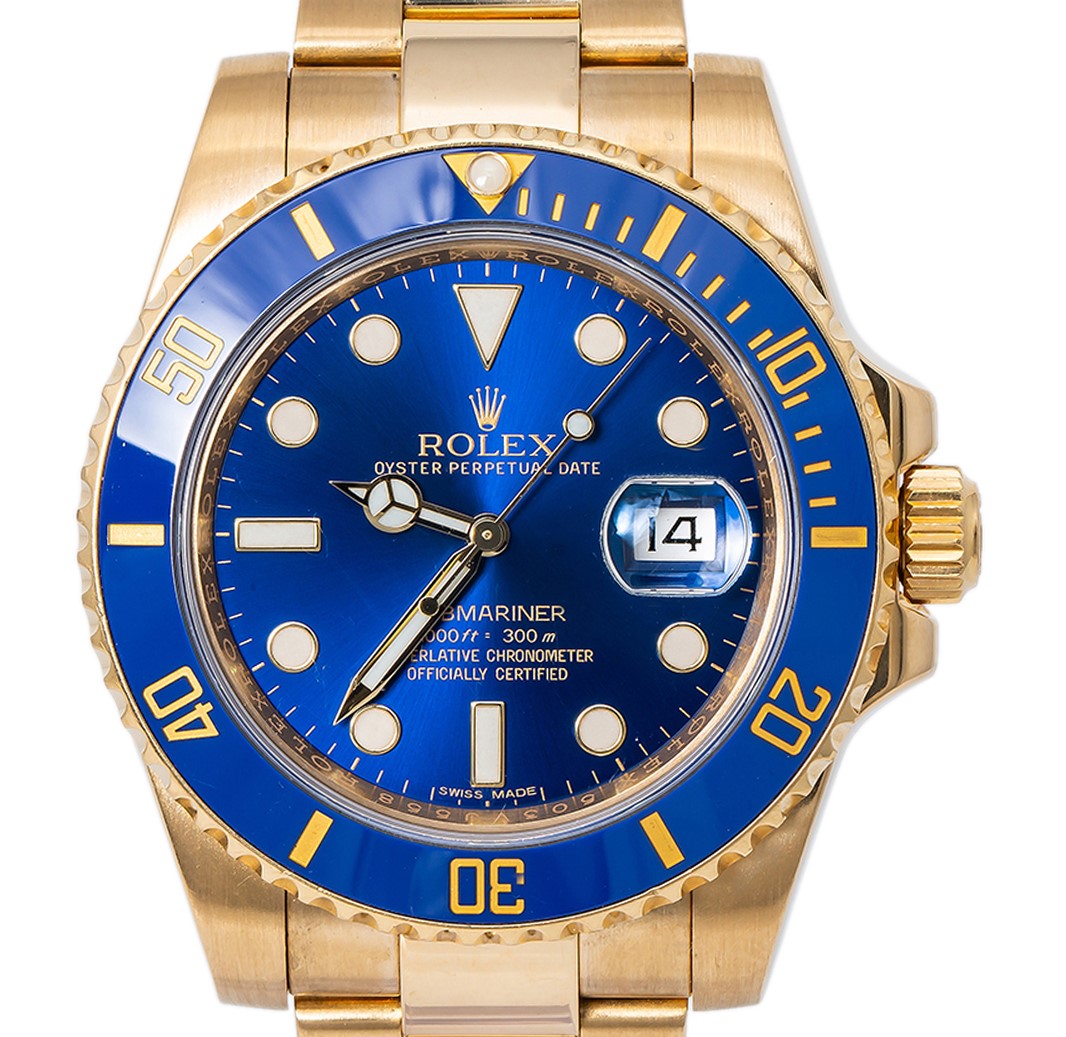 Rolex Submariner Date 116618 Scrambled 18K Yellow Gold Blue Dial Auto Men's 40mm